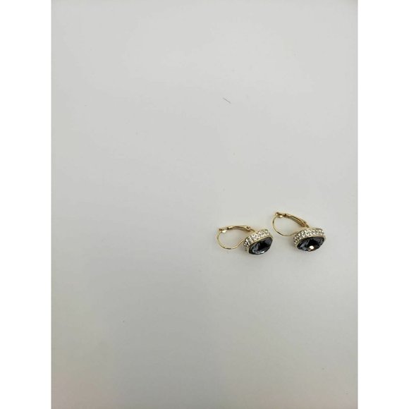 Gold Plated Cushion Cut Crystal Lever back Dangle Earrings - Picture 5 of 5